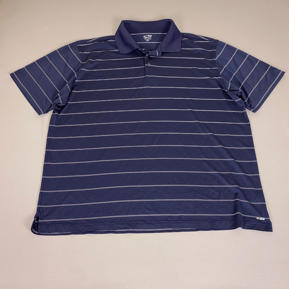 C9 by Champion Golf Polo Shirt Men's Size XL Navy Blue Striped Short Sleeve